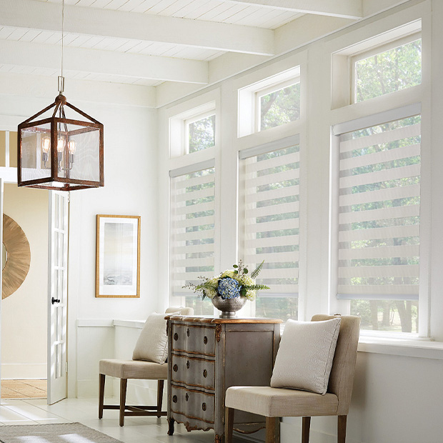 Transitional shades in a Raleigh living room