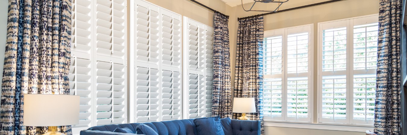 Plantation shutters in Apex family room