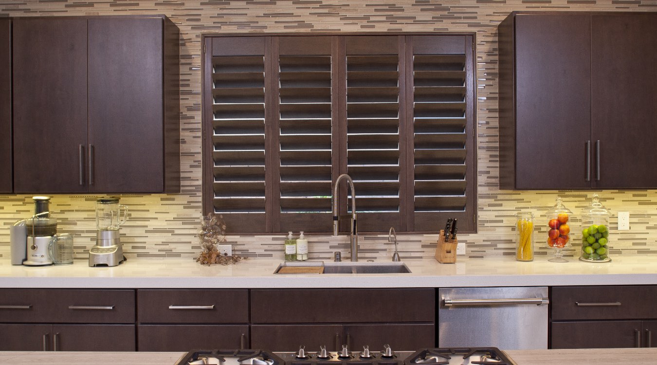 Hardwood shutters in kitchen