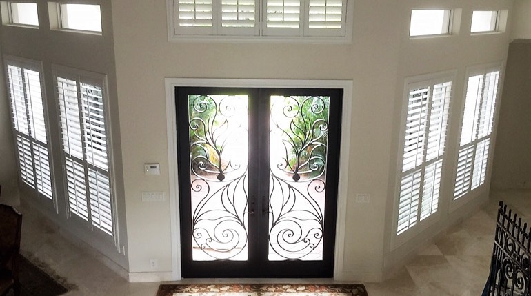 Raleigh entryway plantation shutters