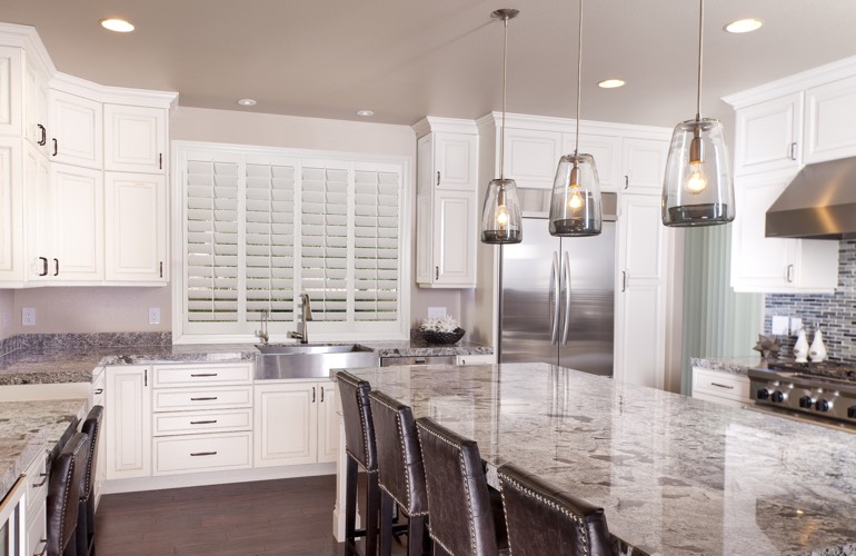 Kitchen Shutters In Raleigh, NC A modern kitchen with plantation shutters